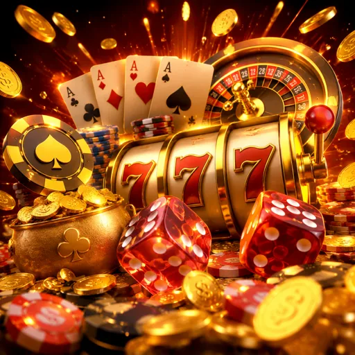 Máquinas slots douradas alinhadas no cassino 55BB